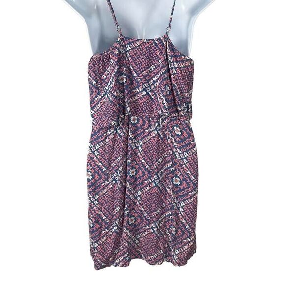 West Loop Colorful Print Two-Tier Summer Mini Sundress Blue/Pink/White S… - Picture 7 of 12